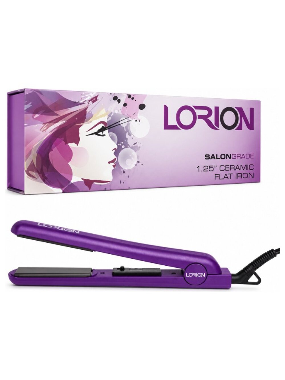 Lorion Salon Grade 1.25" Ceramic Flat Iron in Purple